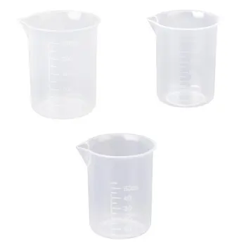 

Affordable 50 150 250 ml Laboratory transparent plastic 3 pcs measuring cup Measuring cup tool