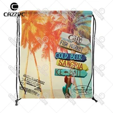 Летний стиль пальмы на тропической открытке индивидуальный принт нейлон ткань шнурок рюкзак Подарочный пакет из 4