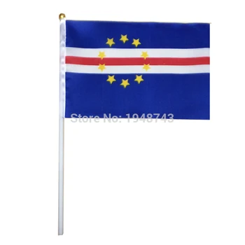 

2017 10pcs the Small Cape Verde flag 14*21CM Cape Verde Flag the hand national flag with Pole Handing flag