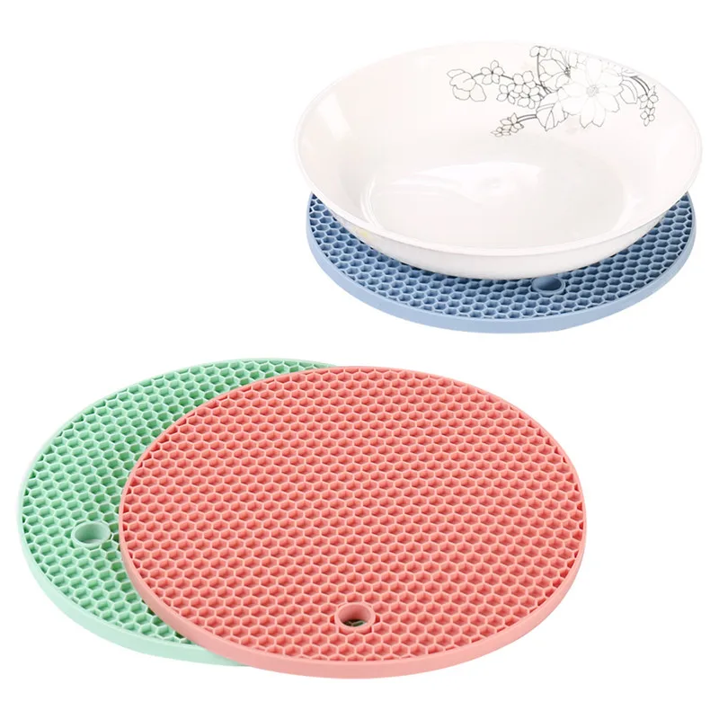 

Round Silicone Placemat Pot Holder Table Cup Dish Drying Place Mat Pad Non-slip Coaster Cushion Heat Resistant Kitchen Placement