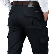 Зимняя Дизайнерская одежда, мужские высококачественные флисовые брюки карго, толстые прямые брюки, модная одежда, мужские джинсы с несколькими карманами