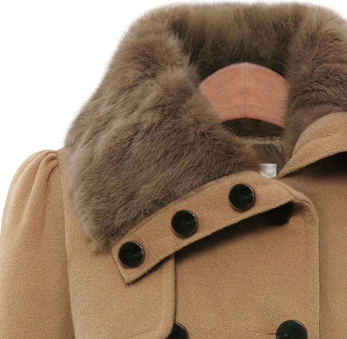 trend woman wool blend double breasted coats casual winter autumn warm elegant a-line long sleeve long female coats