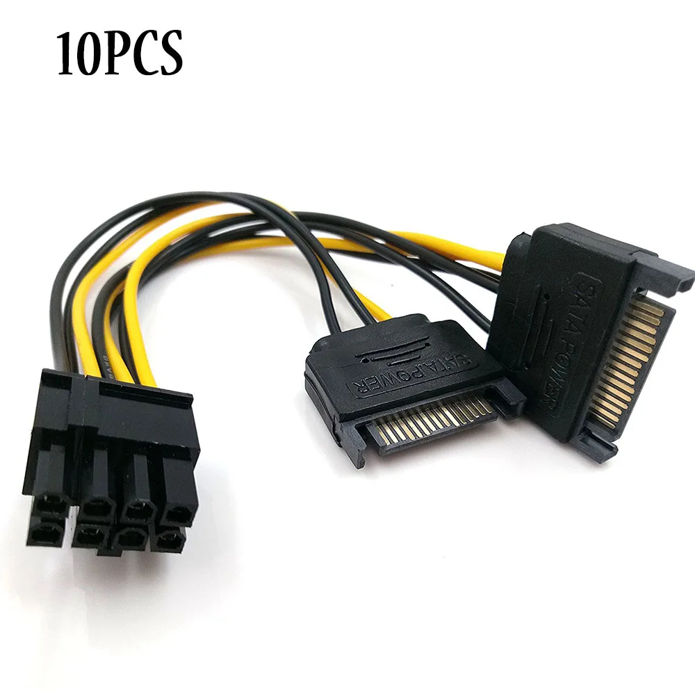 10 шт. двойной 15pin SATA папа для PCIe 8Pin(6 + 2) PCI Express E видео карта сплиттер адаптер