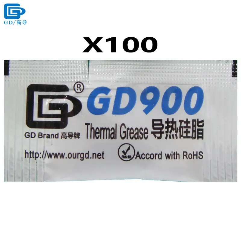 

GD Brand Heat Sink Compound GD900 Thermal Grease Paste Silicone Plaster 100 Pieces Net Weight 0.5 Gram High Performance MB05