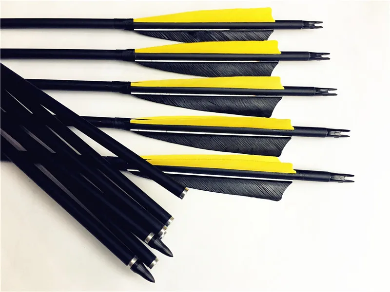 

12X Carbon Arrow Spine500/spine 600 Carbon Arrows 5'' Feathers With Screw Tip Hunting Archery Longbow Russian Buyer Can Buy