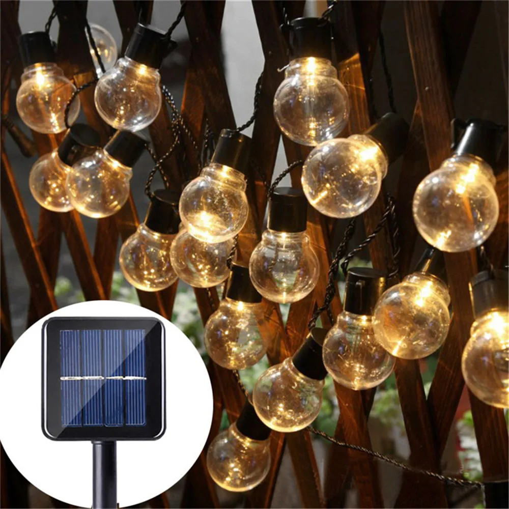 

2.5M 10Leds Clear Globe Bulb Solar LED String Lights Backyard Patio Garden Fairy String Christmas Party Wedding Garland