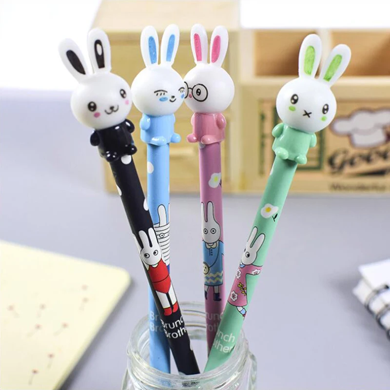 

Japanese Cute Rabbit Shape Gel Pen DIY Office Stationery and School Supplies Smooth Writing Black and Blue Ink 0.5mm Pen 1PCS