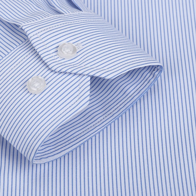 Mens Classic Business Long Sleeved Shirt Casual Male Striped Dress Shirt