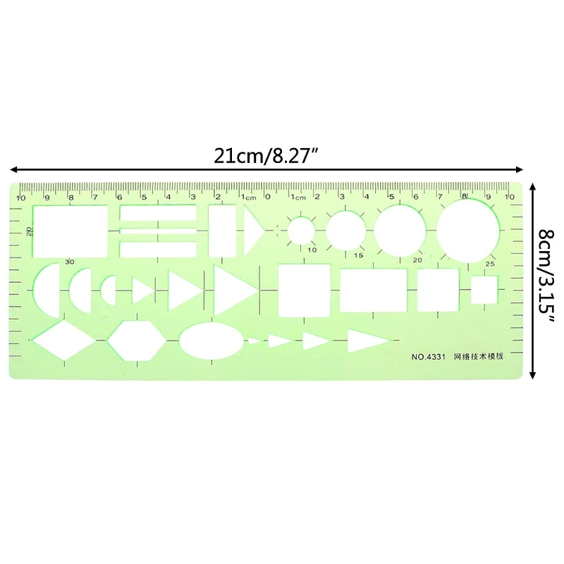 Pro пластиковые круги квадратный круглый геометрический Шаблон Линейка трафарет принадлежности для измерения Школьные Аксессуары