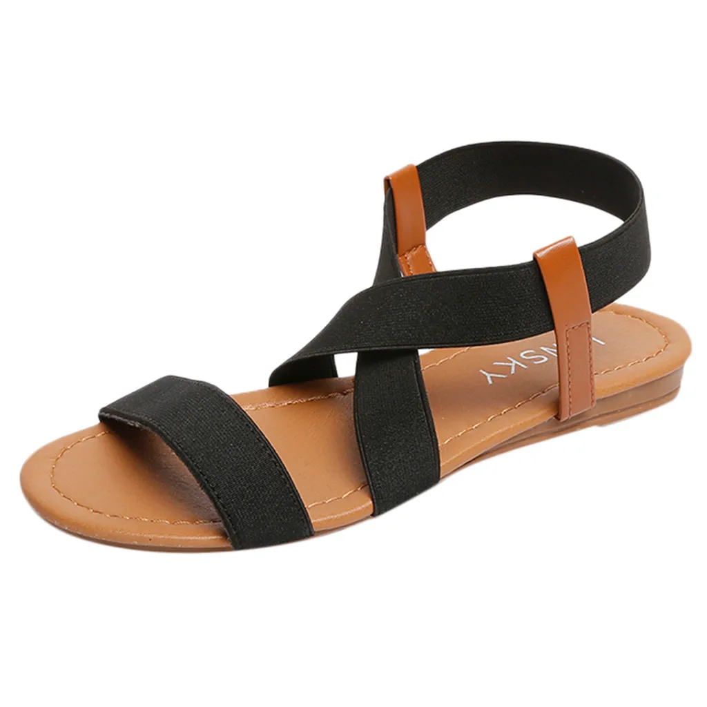 Г., Женская Нескользящая пляжная обувь на низком каблуке женские сандалии с перекрестными ремешками сандалии с открытым носком# YL5