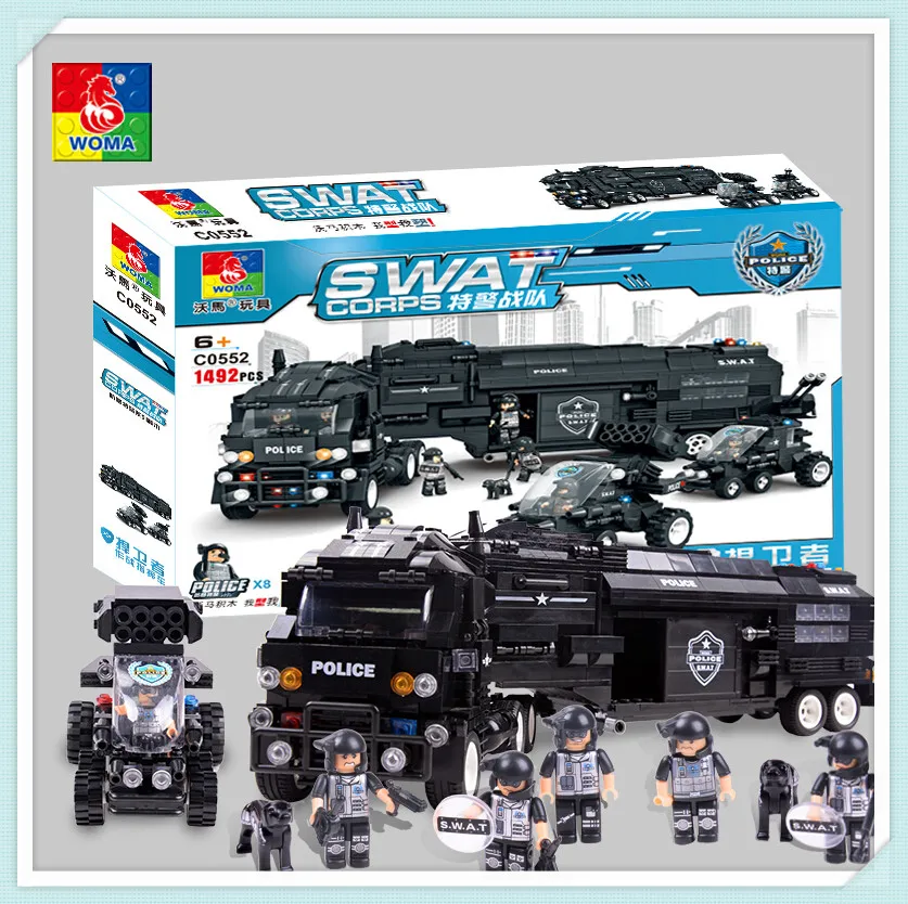 WOMA Military 1492pcs SWAT Police Model Building Blocks with font b Legoes b font Assembly Building