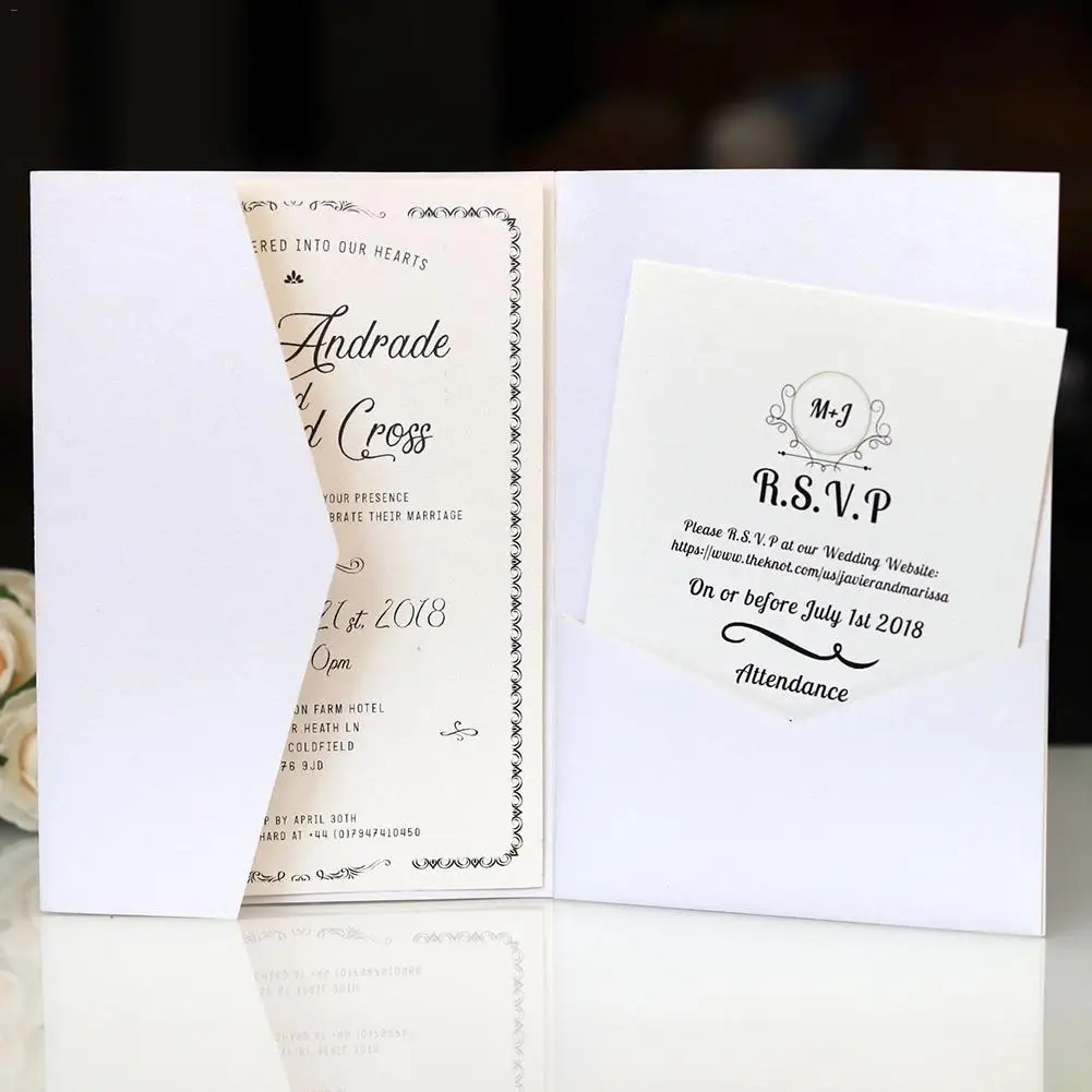  10pcs Simple Style Wedding Invitation Cards Card Paper For Wedding Birthday Shower Party Decoration - 32948443460