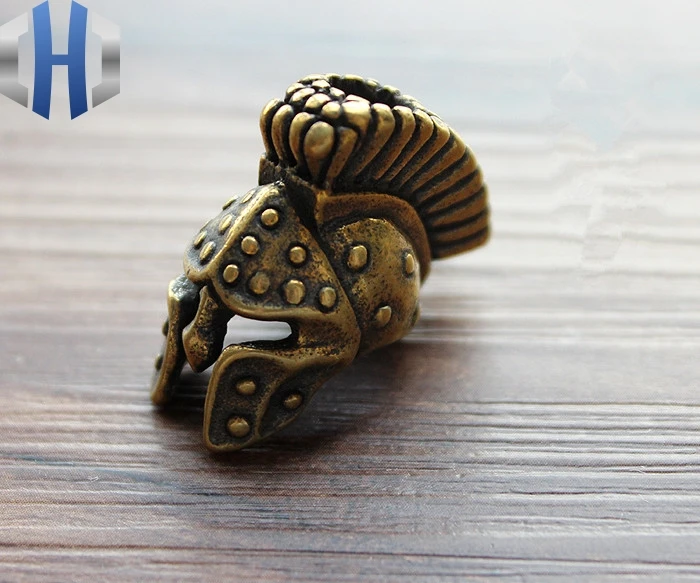 

Brass Spartan Warrior Helmet Knife Beads Cord Buckle EDC Umbrella Rope Zipper Pull Bead Pendant Multi Tools Knife Lanyard Beads