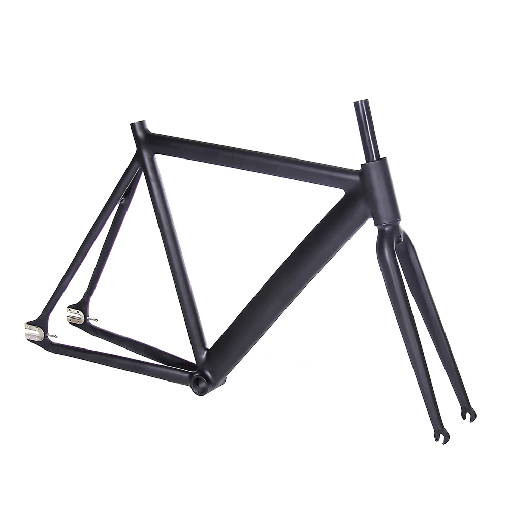 Sale 700C bike frame 54cm matte black Smooth Welding Track Bike frame Fixed Gear Bicycle Frame Aluminum Alloy frame steel fork 1 Sale 700C bike frame 54cm matte black Smooth Welding Track Bike frame Fixed Gear Bicycle Frame Aluminum Alloy frame steel fork 1