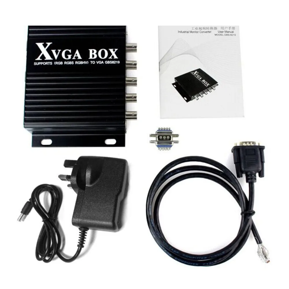 

XVGA Box CGA EGA RGB RGBS RGBHV to VGA Industrial Monitor Video Converter with US Socket Power Adapter GBS-8219 D5219A