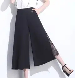 Новые женские широкие шифоновые брюки с высокой талией и завязками спереди, элегантные брюки Palazzo OL, длинные брюки-брюки