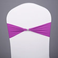 Стрейч спандекс стул из лайкры Sash полосы с круглой пряжкой Банкетный бант для спинки стула для отеля Декор для свадебного оформления