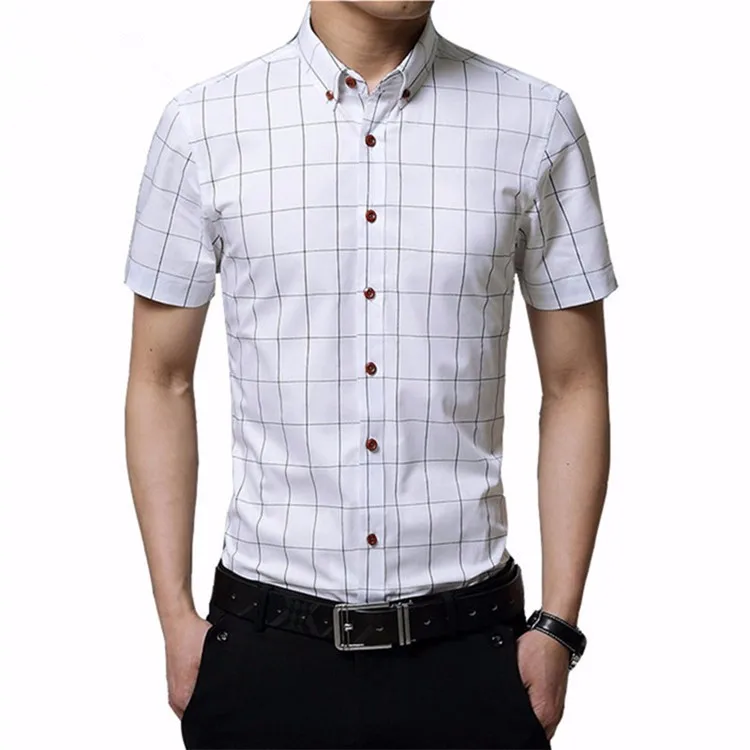 2016-New-Brand-Mens-Dress-Shirts-Short-Sleeve-Striped-design-in-Cotton-Base-Slim-Fit-Shirt