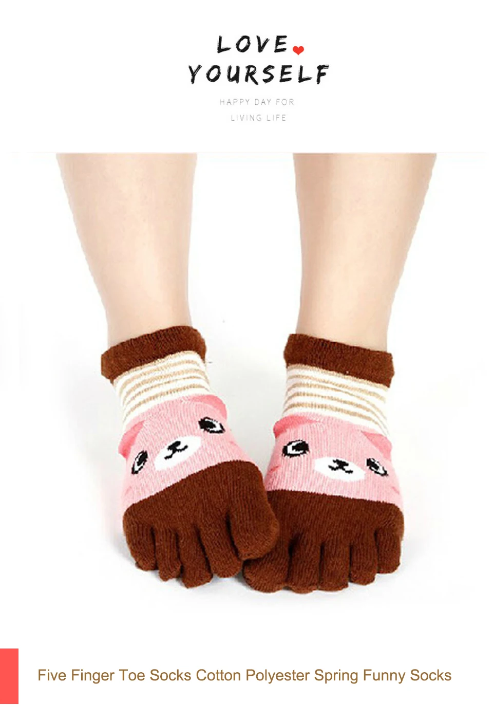 5pairslot Five Finger Toe Socks Cotton Polyester Winter Funny Socks Fashion Cute Cartoon Breathable For Girls Women Female (7)