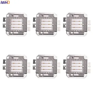 

IWHD 6pcs DIY RGB LED Chip Diode Lamps for LED Flood Light Floodlight Spotlight 30-36V Aluminum 20W 30W 50W 60W 90W