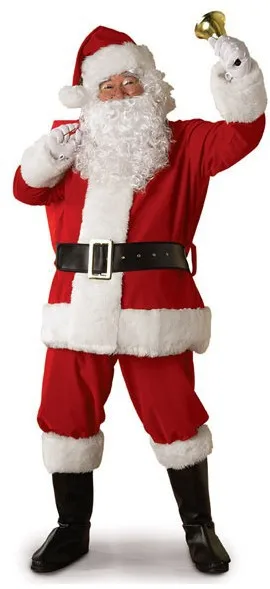 Новинка, плюшевый костюм Санта Клауса, домашний ужин, куртка для взрослых, штаны, шляпа с бородой, Рождественский костюм, украшение для праздника и вечеринки - Цвет: red