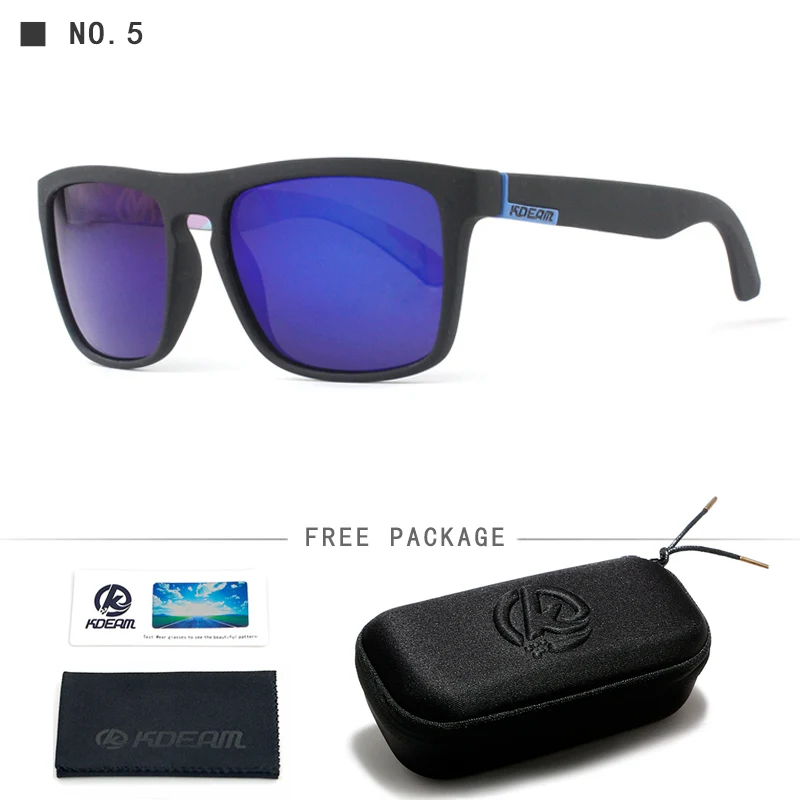 Черный чехол, поляризационные солнцезащитные очки с плоским верхом, квадратная Непревзойденная качественная оправа, мужские пляжные солнцезащитные очки lunetes de soleil KDEAM CE - Цвет линз: C5