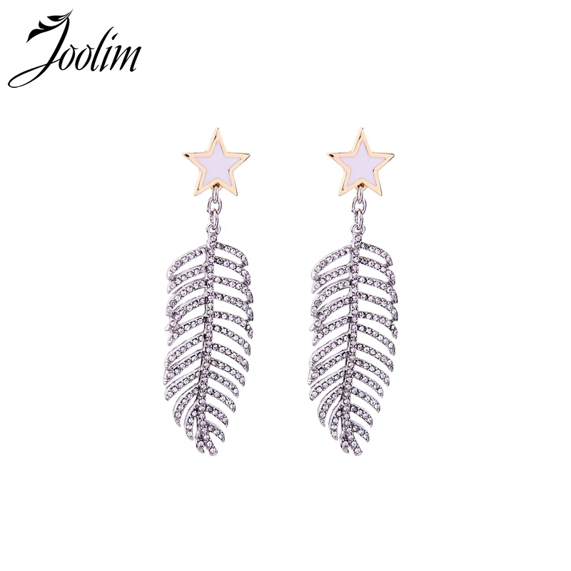

Joolim Luxury Cubic Zirconia Leaf Drop Earring With Star Party Earring