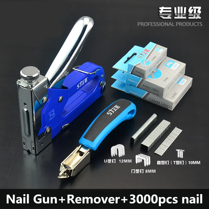 

Nail Gun Tacker & Remover Set Three With Heavy Duty Rapid Upholstery Hand Staple Nail Tacker Stapler Gun Set Power Tools
