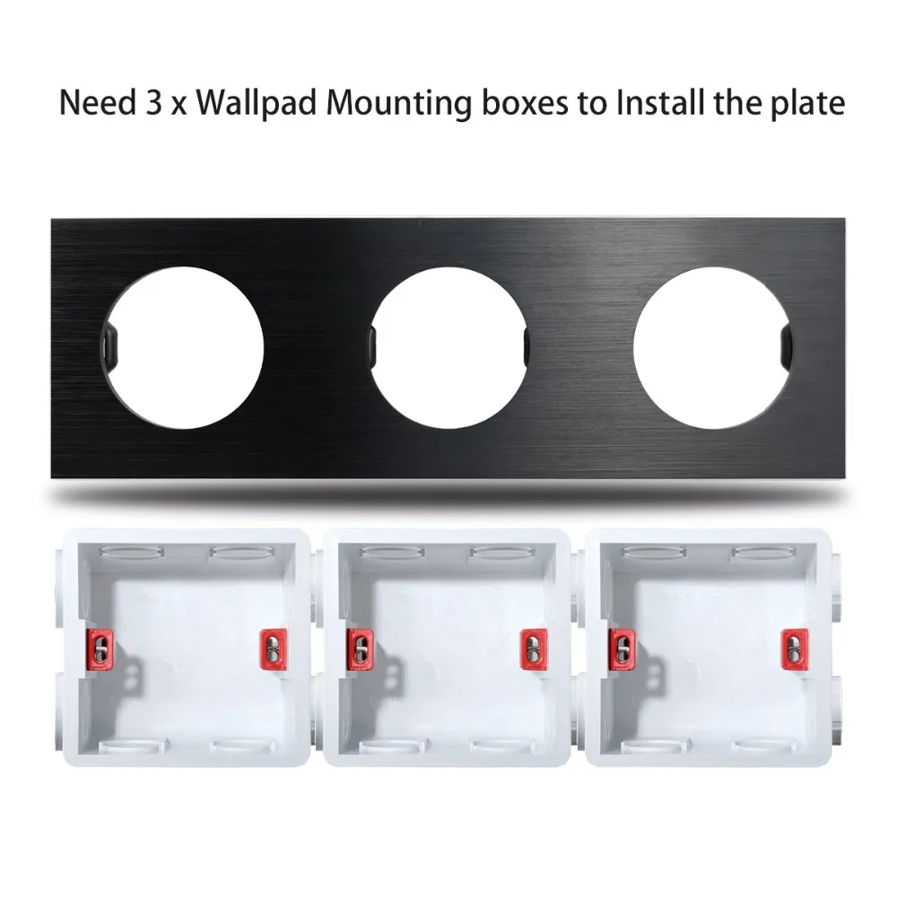 Wallpad L6 черный тройной настенный выключатель с 3 клавишами алюминиевая