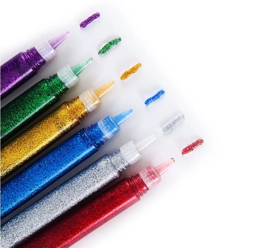 10PC/Pack Glitter Glue Painting Material Decorations Supplie DIY Greeting Card Material Children Hand Craft Painting Flash Paint