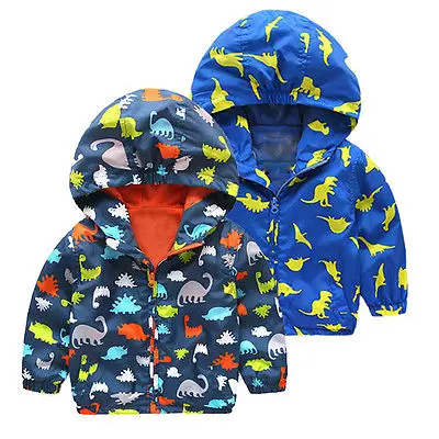

Toddler Kid Boy Waterproof Strombreak Windproof Hooded Jacket Children Rain Coat Clothes 3-7Y