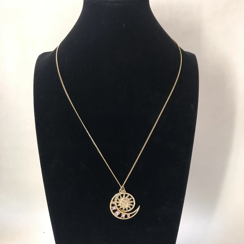 

21AE Gold Color Big Pendant Necklace Moon and Sun Fashion Pendant Necklace For Girl and Women