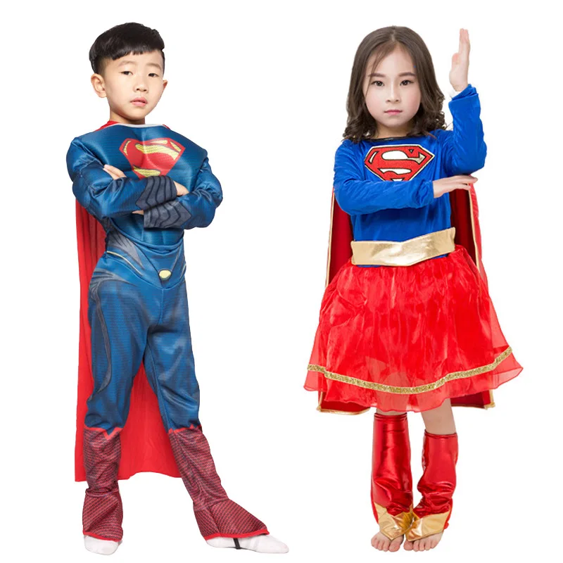 

High Quality Children Superman Cosplay Clothing Halloween Costume For Kids Boy Girl Christmas Party masquerade costume