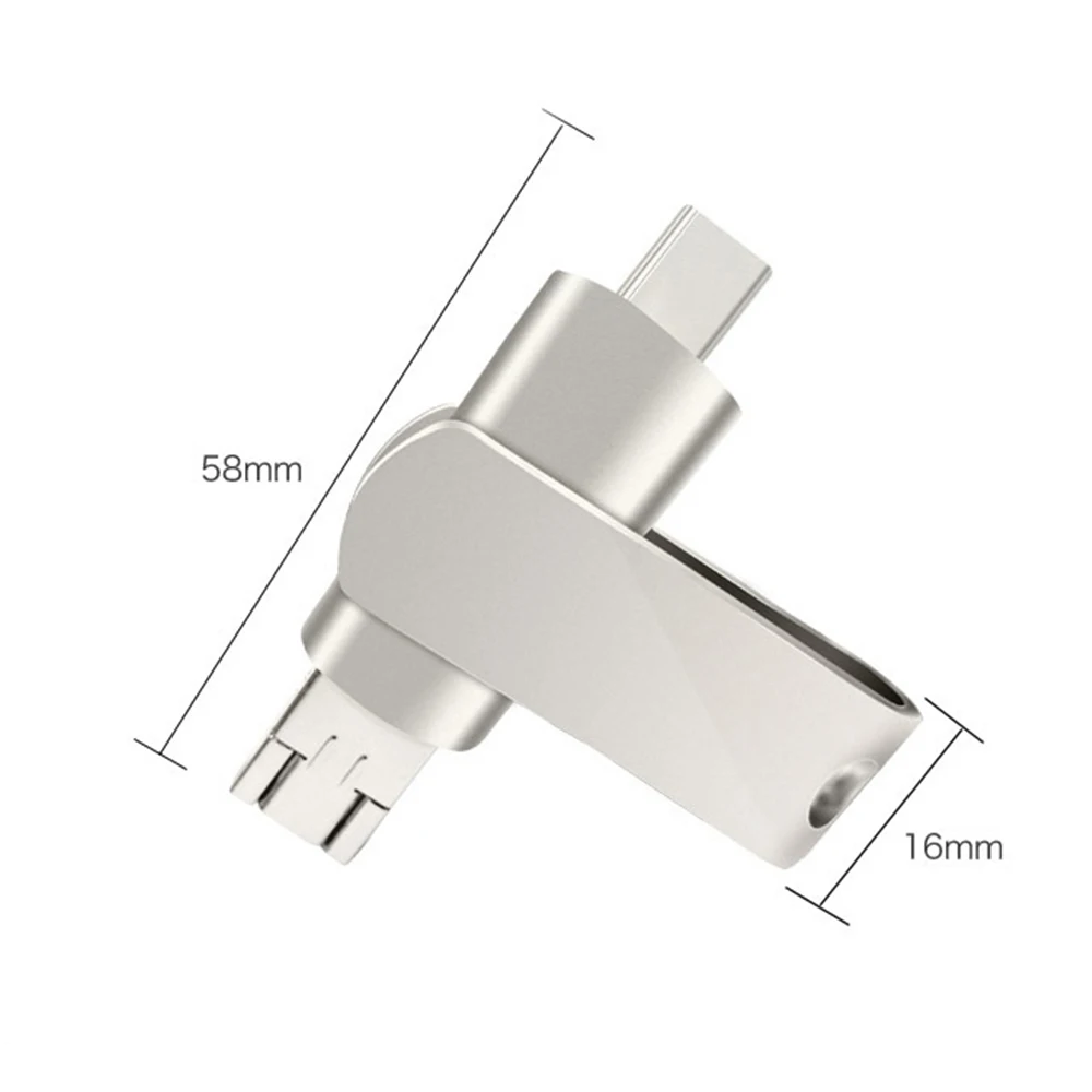 3in1 USB C Flash Drive 64GB for Android Phones Both Micro Type C Flash Drive for 3