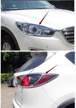 

Chrome Front& Rear Tail Light Lamp Cover Trim Fit For Mazda CX-5 CX5 2013 2014 2015 Taillight Molding Garnish Surround Frame 6pc