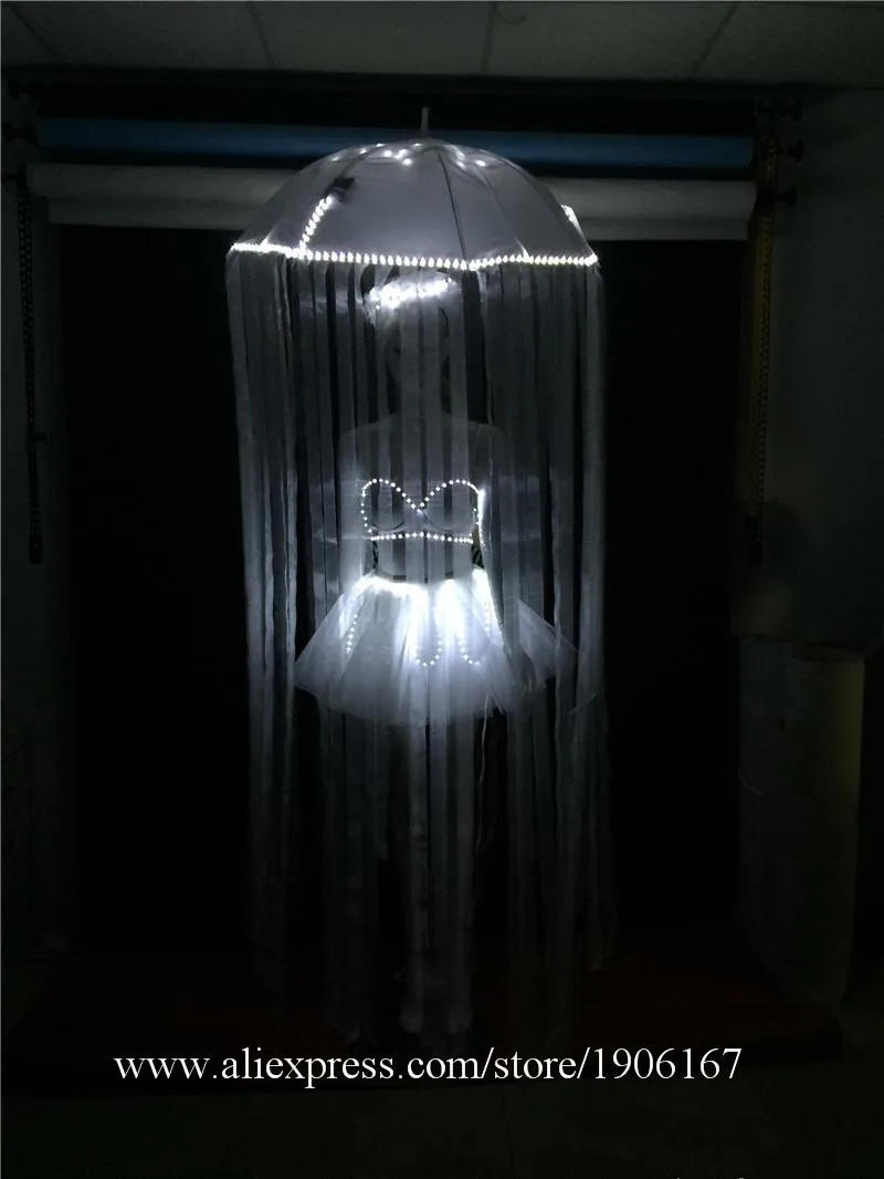 Nightclub Bar GOGO Combination LED Light Bikini Dance Team Guest Jellyfish Umbrella Party Sexy Illuminated Costumes03