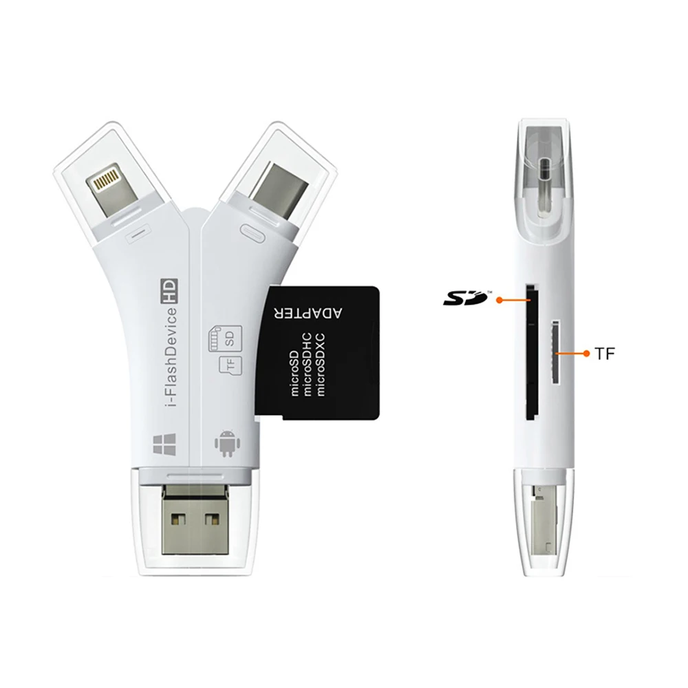 Deepfox Card Reader Type c Lightning Micro USB USB 2 0 Card Adapter For Android iPad 2