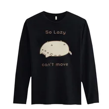 Hot Sale ! Funny Cat Long Sleeve tshirt Men with High Quality T Shirt Men Luxury Brand in 4xl Cotton Teeshirt White xxs Black