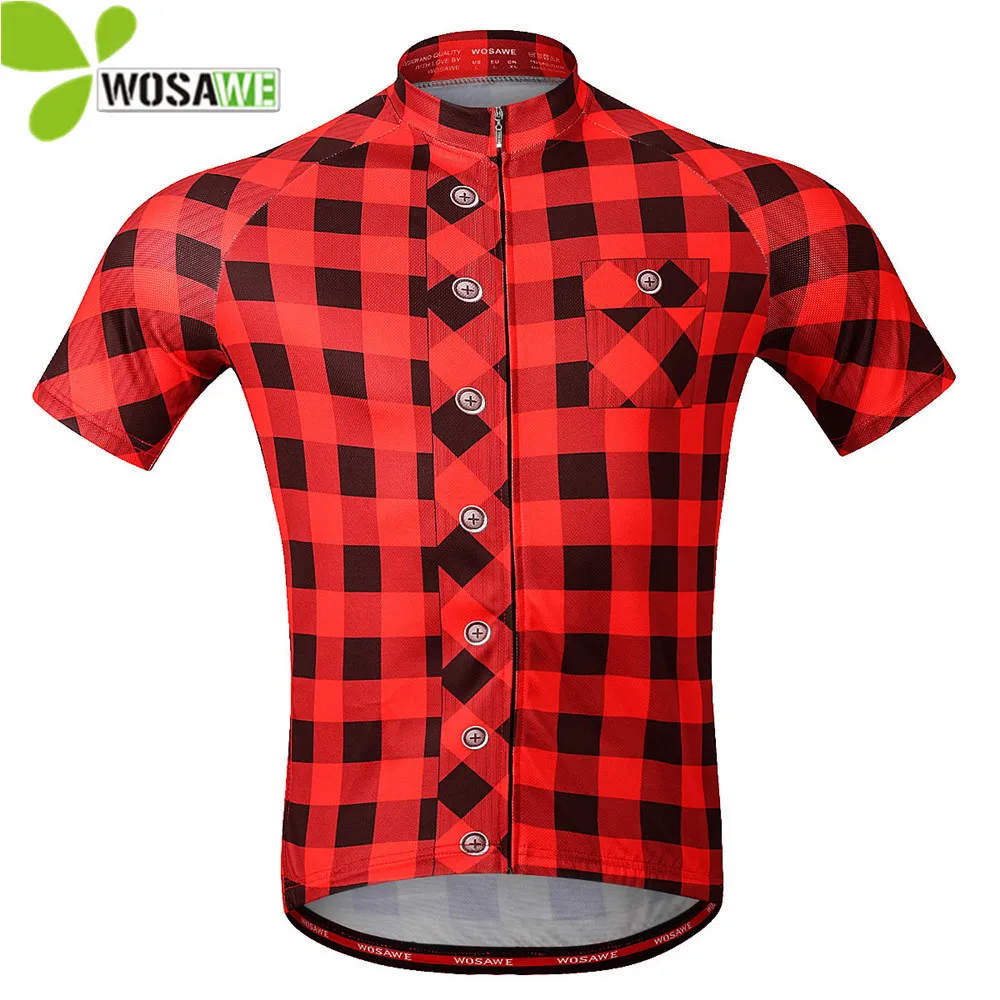 WOSAWE Summer Pro Team Plaid Cycling Jersey Men Short Sleeve T Shirt MTB Bike Bicycle Breathable Sportswear Cycle Clothes M-3XL WOSAWE Summer Pro Team Plaid Cycling Jersey Men Short Sleeve T Shirt MTB Bike Bicycle Breathable Sportswear Cycle Clothes M-3XL