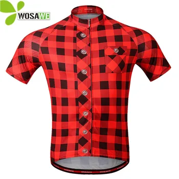 

WOSAWE Summer Pro Team Plaid Cycling Jersey Men Short Sleeve T Shirt MTB Bike Bicycle Breathable Sportswear Cycle Clothes M-3XL