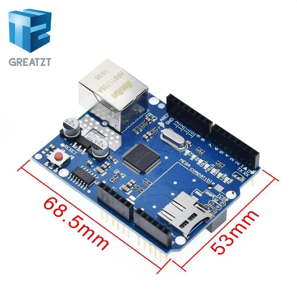 GREATZT UNO Ethernet W5100 плата расширения сети SD карта щит для Arduino с Mega 2560 R3 Mega2560 REV3