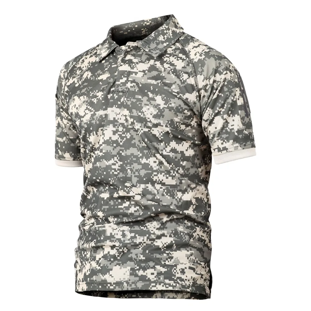 Тактическая рубашка поло мужская летняя с коротким рукавом армейская камуфляжная Военная Мужская s рубашка поло дышащая быстросохнущая рубашка поло с карманом на руку
