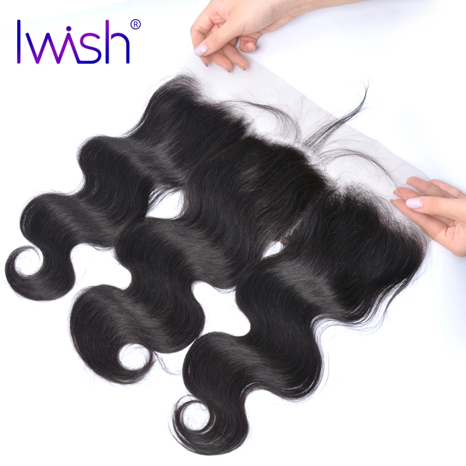 Iwish Body Wave Human Hair 13x4 Inch Ear To Ear Lace Frontal Closure Free Part 130% Density Hand Tied Remy Hair 1 Piece brazilian-body-wave-hair-with-closure
