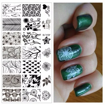 Flowers Trees Leaves Designs Professional Nail Art Stamping Image Plate Tools For Girl Manicure #JQ-L18