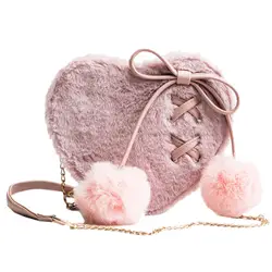 Сердце фигурный плюшевый сумка женская 2018 маленькая девочка мешок цепи сумка на ремне, персональная дизайнерские сумки через плечо Hairball M396
