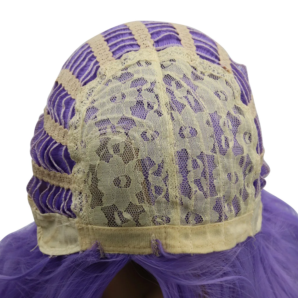 

Factory price 1pc Women Fashion Lady False Wig Purple Synthetic Hair Long Wigs Wave Curly Rose Inner Net Styling Tools Apr29