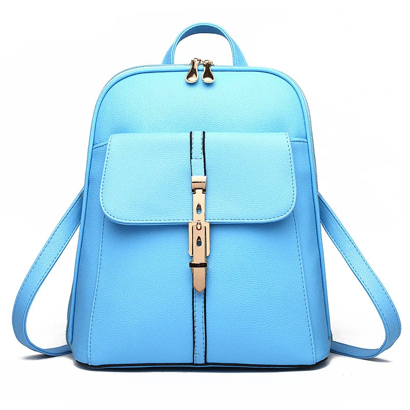 Elegant PU Pratical Schoolbag Casual Traveling Bag Buckle Zipper Women ...