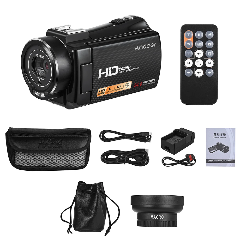 Andoer HDV V7 PLUS Портативный цифровой 1080P Full HD видеокамера дистанционное управление 3 0