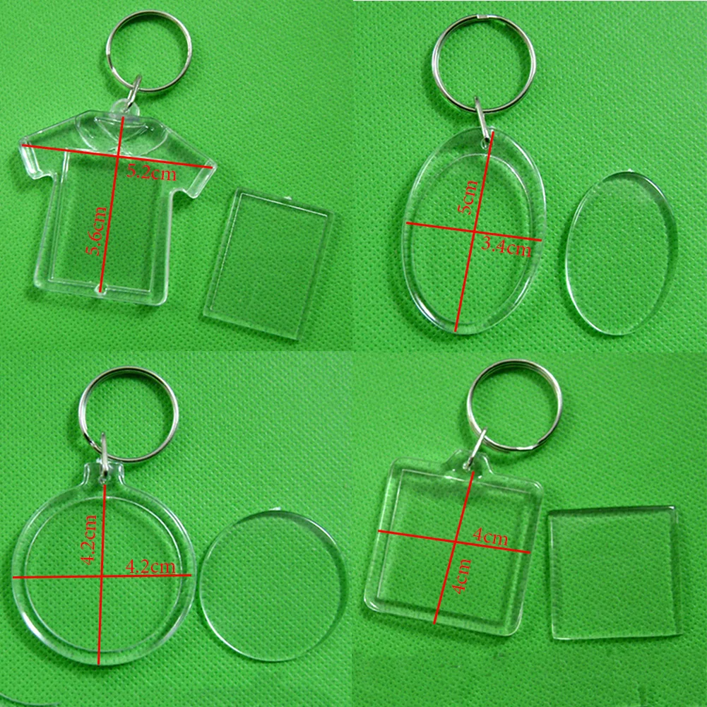 

DIY Key Chains Handmade Gifts Acrylic Insert Photo Picture Frame Keyrings Keychain Split Ring Key Chains Square Heart billboard