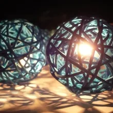 Смешанный 20 шт./компл. светло-голубой цвет ротанг Ball Строка сказочных огней для патио, свадьбы, партия Таиланд стиль 110 В-220 В